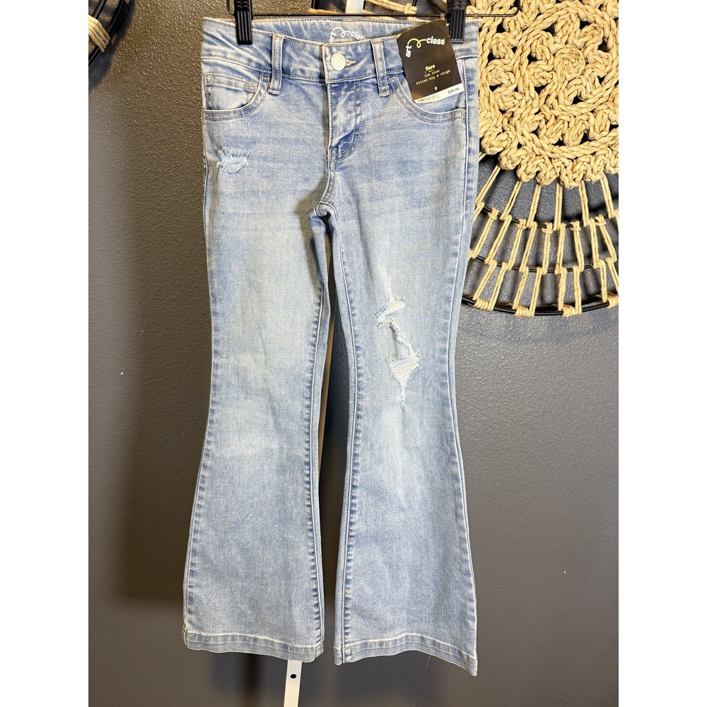 Art Class Girls Flare Low Rise Fitted Hip & Thigh Jeans Adjustable Waist Sz 8
